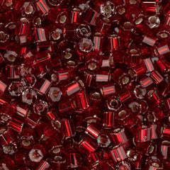 10/0 Czech 2 Cut Seed Beads Silver Lined Red 22g