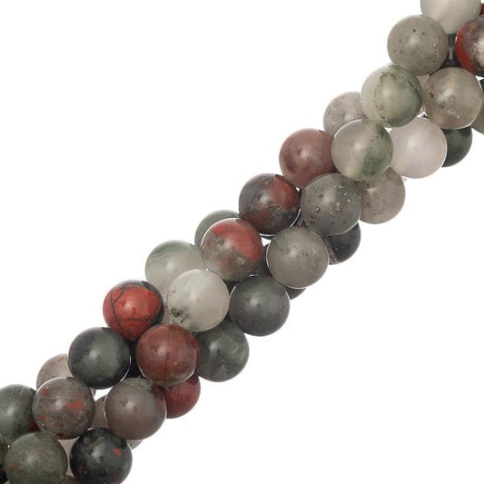 African Bloodstone Beads 8mm Round (Natural) 15-16" Strand
