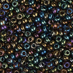 10/0 Czech Seed Beads #001 Metallic Iris Blue Green Mix 22g