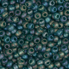 10/0 Czech Seed Beads #063 Tr Dark Green Matte AB 22g