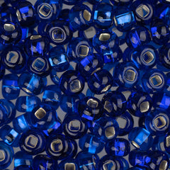 6/0 Czech Seed Beads #063 Silver Lined Blue Sapphire 22g