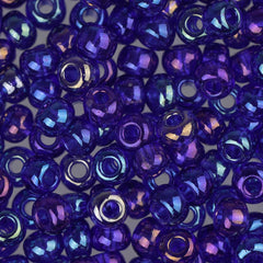 6/0 Czech Seed Beads #020 Transparent Navy AB 22g