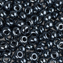 6/0 Czech Seed Beads #034 Opaque Gunmetal 22g