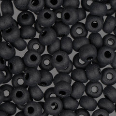 6/0 Czech Seed Beads #048 Opaque Matte Black 22g