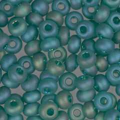 6/0 Czech Seed Beads #050 Transparent Matte Dark Green AB 22g