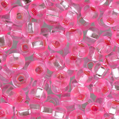 6/0 Czech Seed Beads #078 Silver Lined Hot Pink 22g