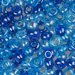 6/0 Czech Seed Beads #018 Tr Luster Blue & Aqua Mix 22g