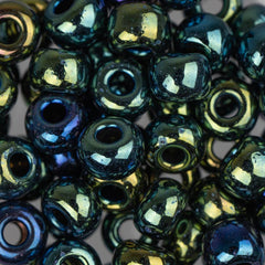 2/0 Czech Seed Beads #018 Opaque Green Iris 22g