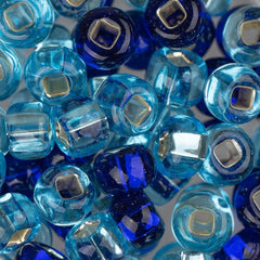 2/0 Czech Seed Beads #005 Silver Lined Blue & Aqua Mix 22g