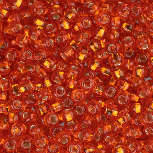 10/0 Czech Seed Beads #1306V Silver Lined Orange 22g