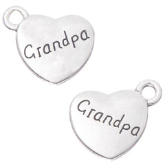 3/4" Grandpa Heart Metal Charm 5/pk