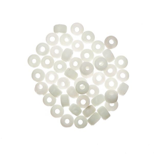 Glass Crow/Pony Beads 6x4mm White 50/pk