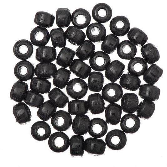 Glass Crow/Pony Beads 9x6mm Black 50/pk
