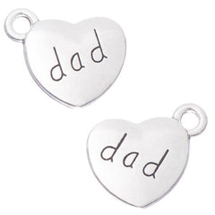 3/4" Dad Heart Metal Charm 5/pk