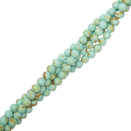 4mm Turquoise (Synthétique/Teint) Perles 15-16" Brin