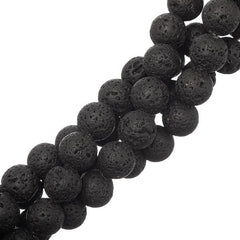 10mm Lava Black (Natural) Beads 15-16" Strand