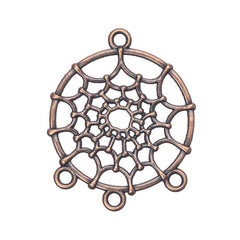 Antique Copper Dream Catcher Pendant with 3 Loops 10/pk