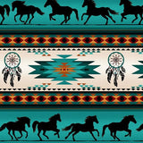#497 Horse Stripe Turquoise 100% Cotton - Price Per Half Yard