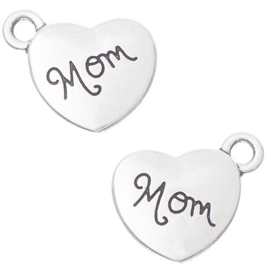 Breloque en Métal Cœur de Maman 3/4" 5/pqt