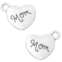 3/4" Mom Heart Metal Charm 5/pk