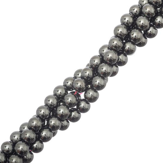 Hematite Beads 6mm Round Grade AA (Synthetic) 15-16" Strand