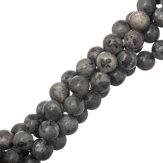 8mm Larvikite / Black Labradorite (Natural) Beads 15-16" Strand