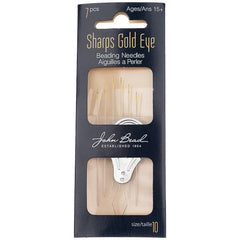 #10 Sharps Gold Eye Beading Needles 6/pk