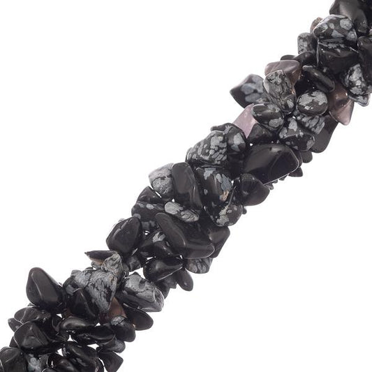 Obsidian Snowflake (Natural) Bead Chips 36" Strand