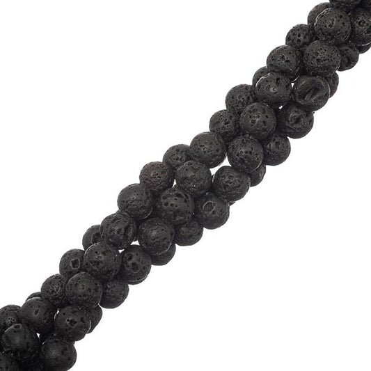 6mm Lava Black (Natural) Perles 15-16" Strand