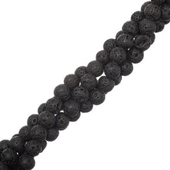 6mm Lava Black (Natural) Beads 15-16" Strand