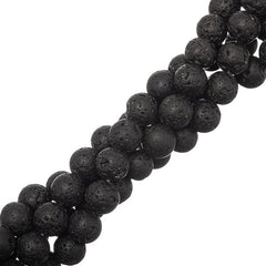 8mm Lava Black (Natural) Beads 15-16" Strand
