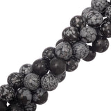 Perles de flocon de neige en obsidienne de 10 mm (naturelles) brin de 15 à 16 po