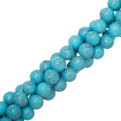 8mm Turquoise Blue (Synthetic/Dyed) Beads 15-16" Strand