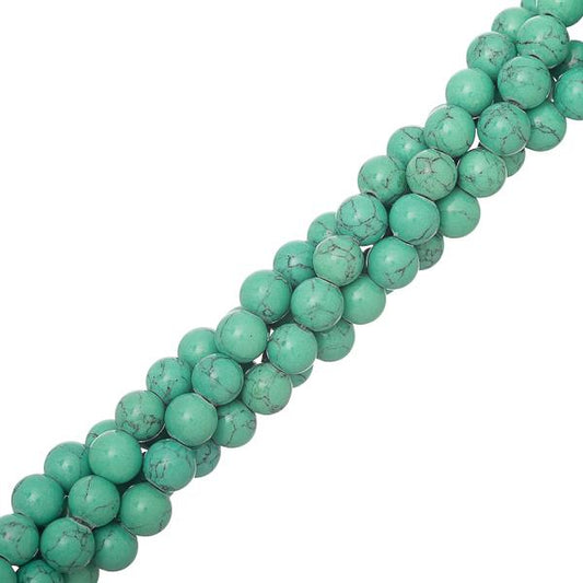 6mm Turquoise Green (Synthetic/Dyed) Beads 15-16" Strand