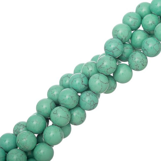 8mm Turquoise Vert (Synthétique/Teint) Perles 15-16" Brin