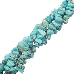 Turquoise Howlite (Natural/Dyed) Bead Chips 34" Strand