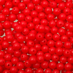 6mm Round Plastic Beads 1000/pk - Fluorescent Red