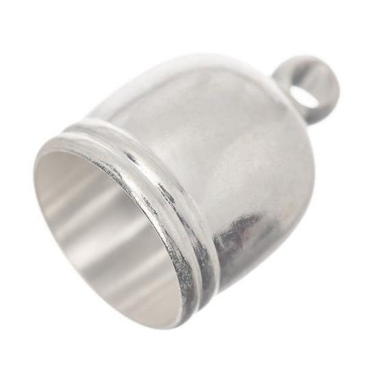 *End Caps Rounded Barrel 14x10mm Silver 10/pk