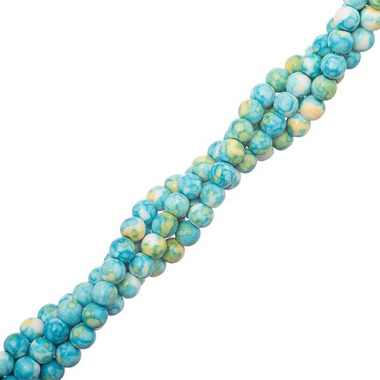 4mm Jade Ocean White (Synthétique/Teint) Perles 15-16" Strand