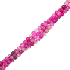 4mm Agate Striped Fuchsia (Natural/Dyed) Beads 15-16" Strand