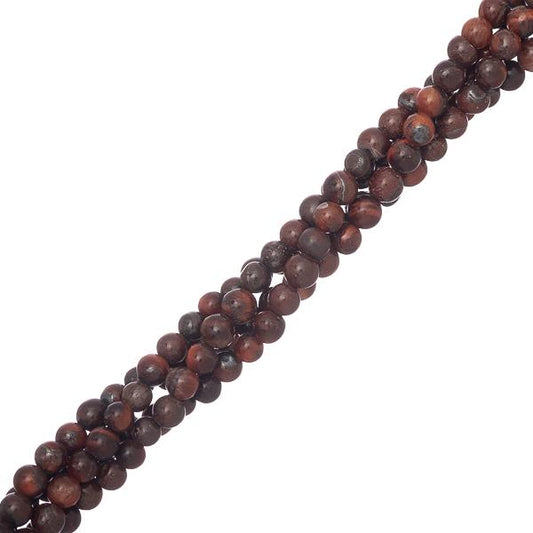 4mm Tiger Eye Rouge (Naturel/Teint) Perles 15-16" Strand
