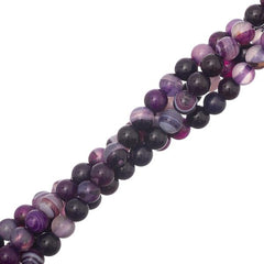 6mm Agate Striped Purple (Natural/Dyed) Beads 15-16" Strand