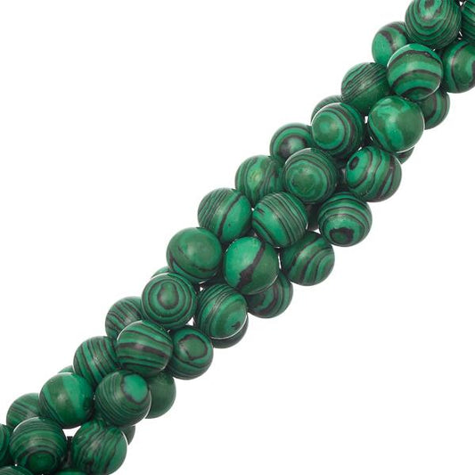 Malachite Beads 8-8.5mm Round (Synthetic) 15-16" Strand