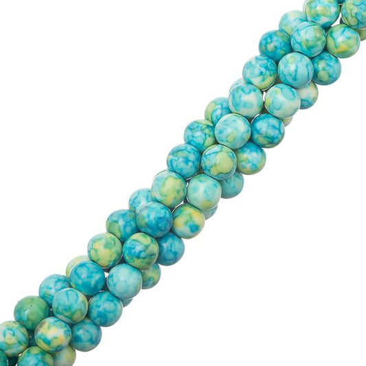 6mm Jade Ocean White (Synthetic/Dyed) Beads 15-16" Strand