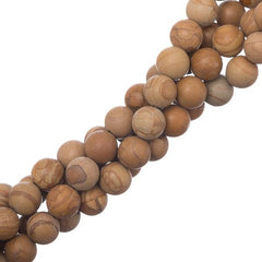8mm Agate Wood Lace (Natural) Beads 15-16" Strand