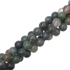 8mm Agate Moss (Natural) Beads 15-16" Strand