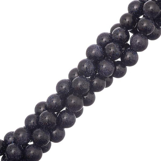 8mm Goldstone Blue (Synthetic) Beads 15-16" Strand