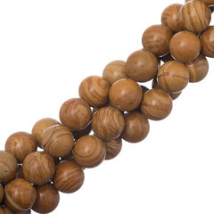 10mm Agate Wood Lace (Natural) Beads 15-16" Strand