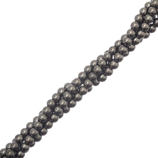 Perles magnétiques (synthétiques) en hématite de 4 mm, brin de 15 à 16 po