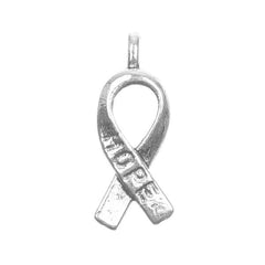3/4" Antique Silver Hope Ribbon Awareness Charm 10/pk